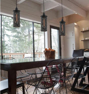 VENETO: Industrial Aged Decorative Single Black Mesh Pendant Light