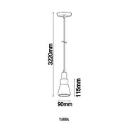 YARRA: GU10 Smokey Black Glass Flute Pendant Light