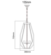 GAMBA: Industrial White Rustic Narrow Angular Cage Pendant Light