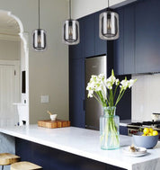 TONO: Mesh Internal & Clear Glass Oblong Pendant Lights