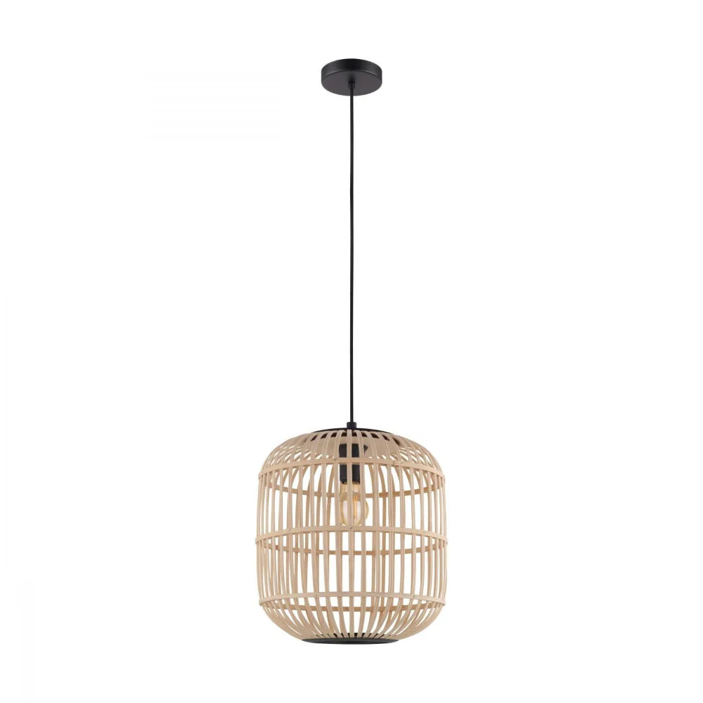 Bordesley 1 Light Pendant Black & Natural 350mm