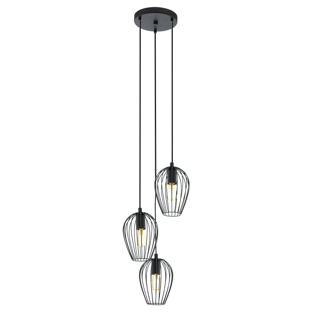 Newtown 3 Light Cluster Pendant Black