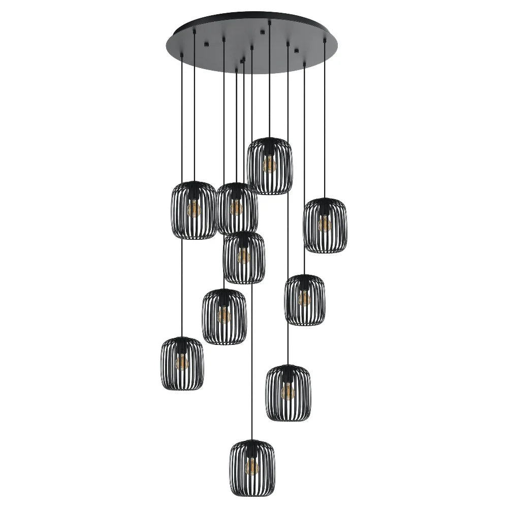 ROMAZZINA Cluster Pendant 10 Lights Black Steel