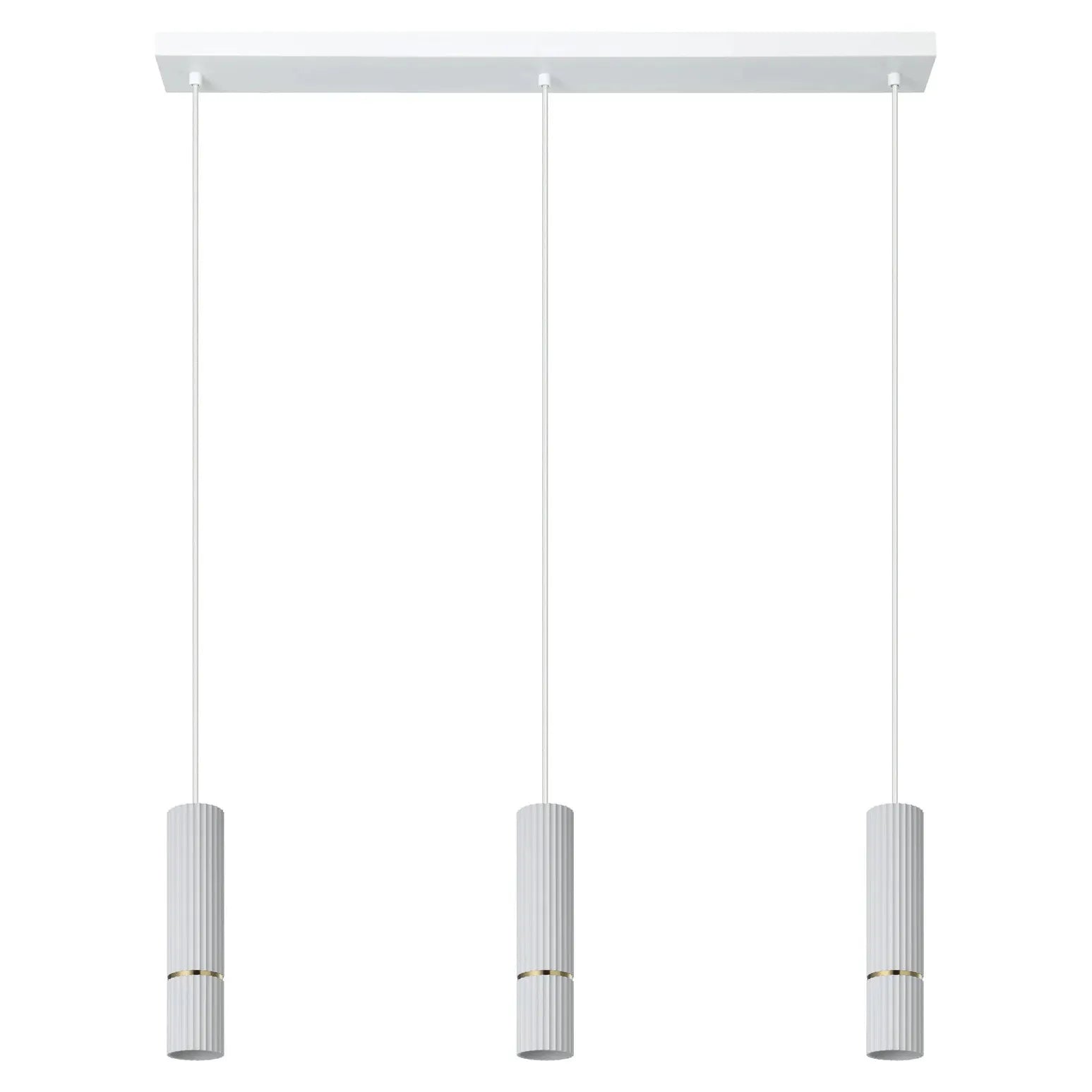 Caminia 3 Light Pendant White & Brass