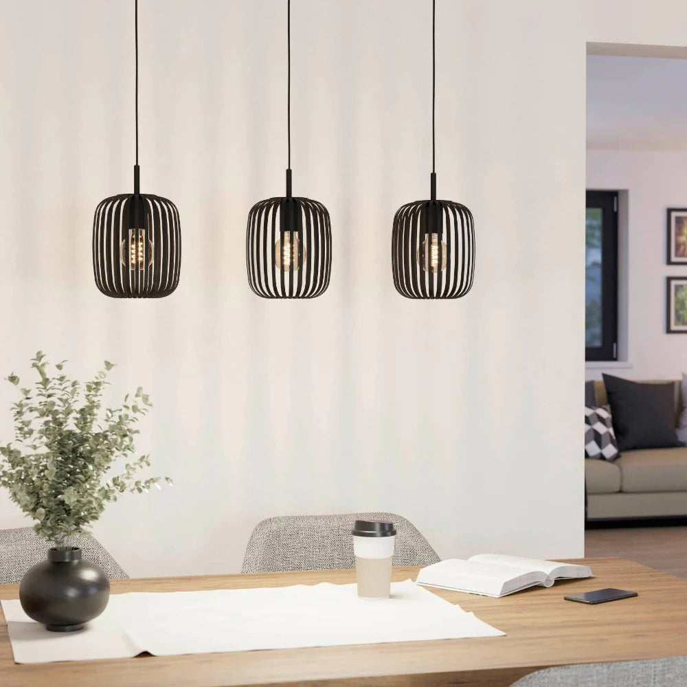 ROMAZZINA Pendant 3 Lights Black Steel