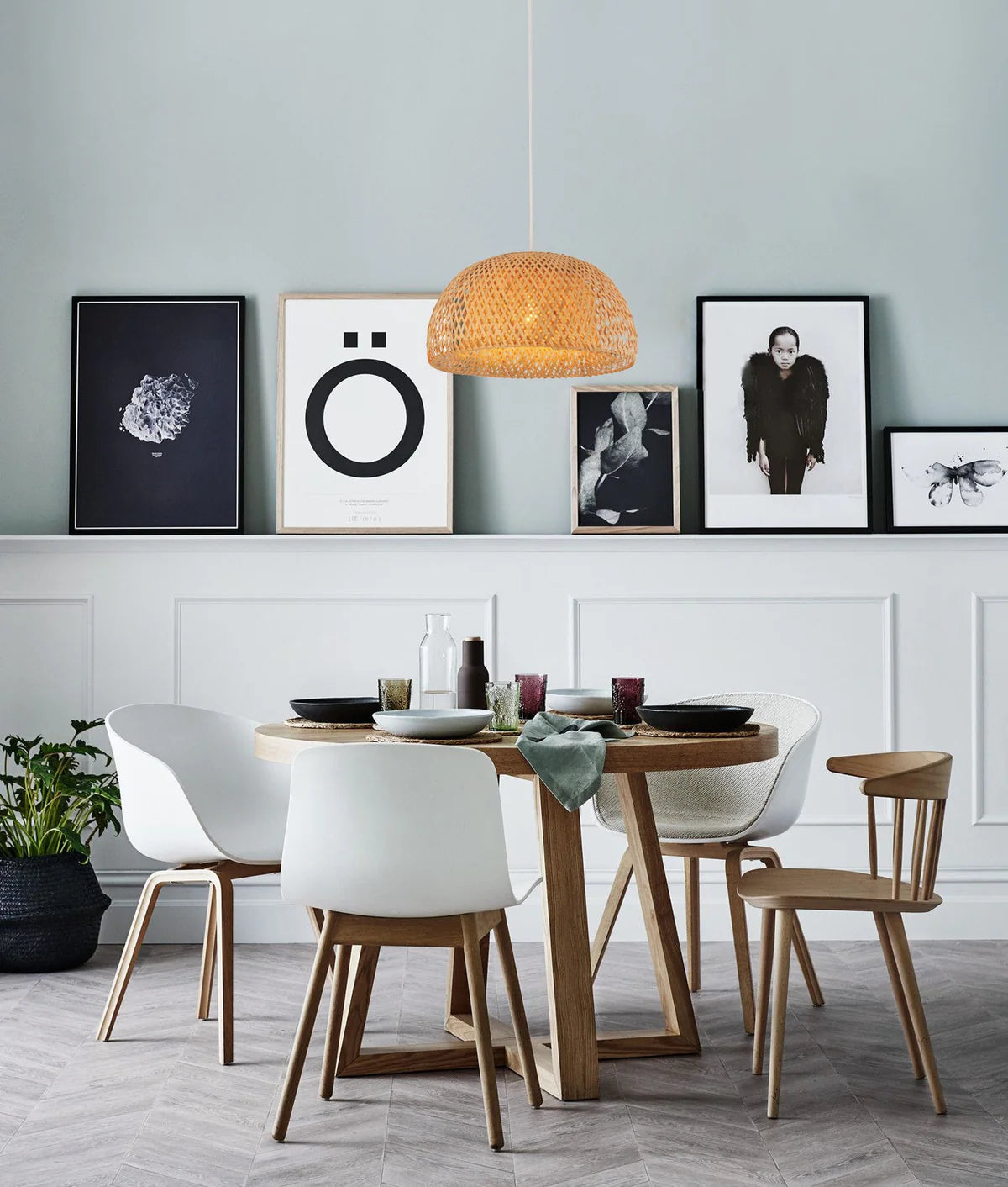 Interior Natural Bamboo Finish 1 Light Pendant 380mm