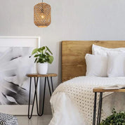 Interior Cylinder Brown/Natural Bamboo Cage 1 Light Pendant