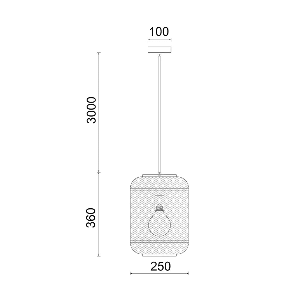 Interior Cylinder Brown/Natural Bamboo Cage 1 Light Pendant