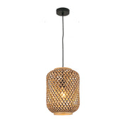 Interior Cylinder Brown/Natural Bamboo Cage 1 Light Pendant