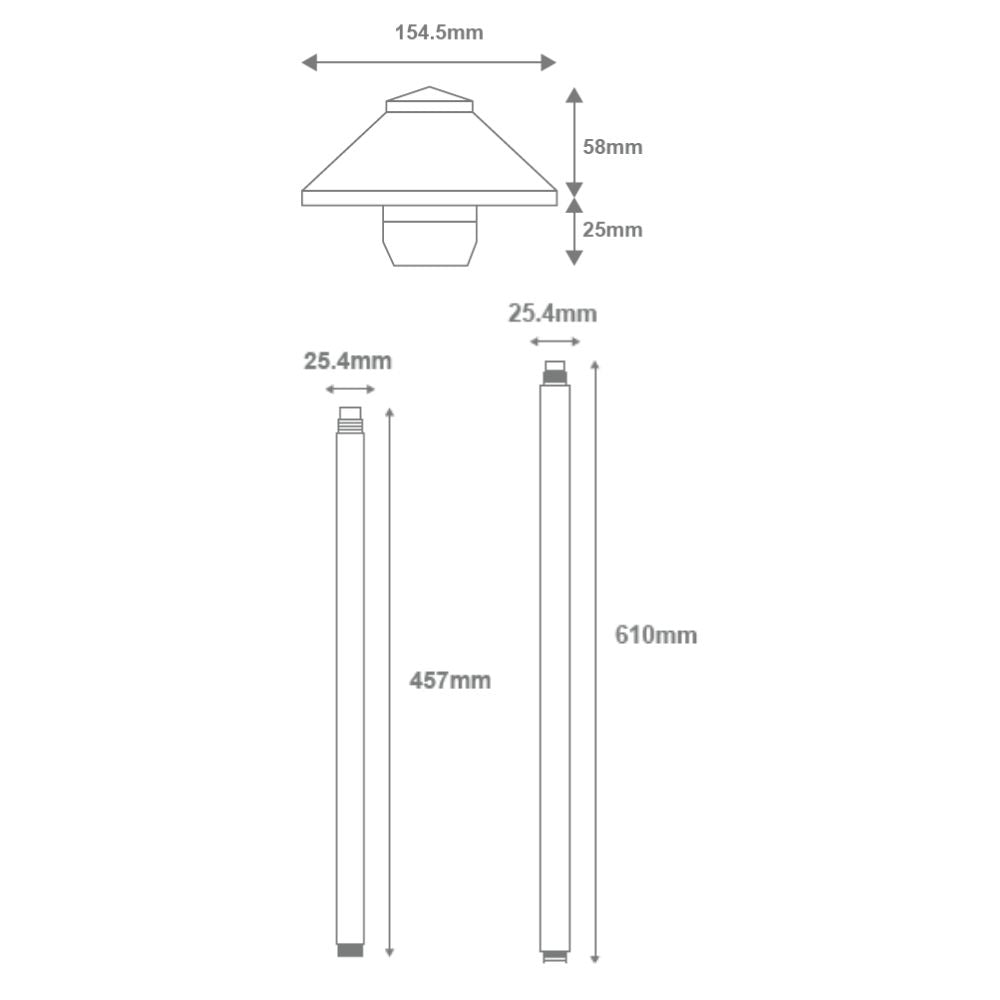 Domus DUSK-PATH-M - 4W 12V DC LED Tri-Colour G4 Replaceable Exterior Medium Hooded Spike Path Light IP65 Solid Brass - DRIVER REQUIRED-Domus Lighting-Ozlighting.com.au
