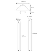 Domus DUSK-PATH-M - 4W 12V DC LED Tri-Colour G4 Replaceable Exterior Medium Hooded Spike Path Light IP65 Solid Brass - DRIVER REQUIRED-Domus Lighting-Ozlighting.com.au