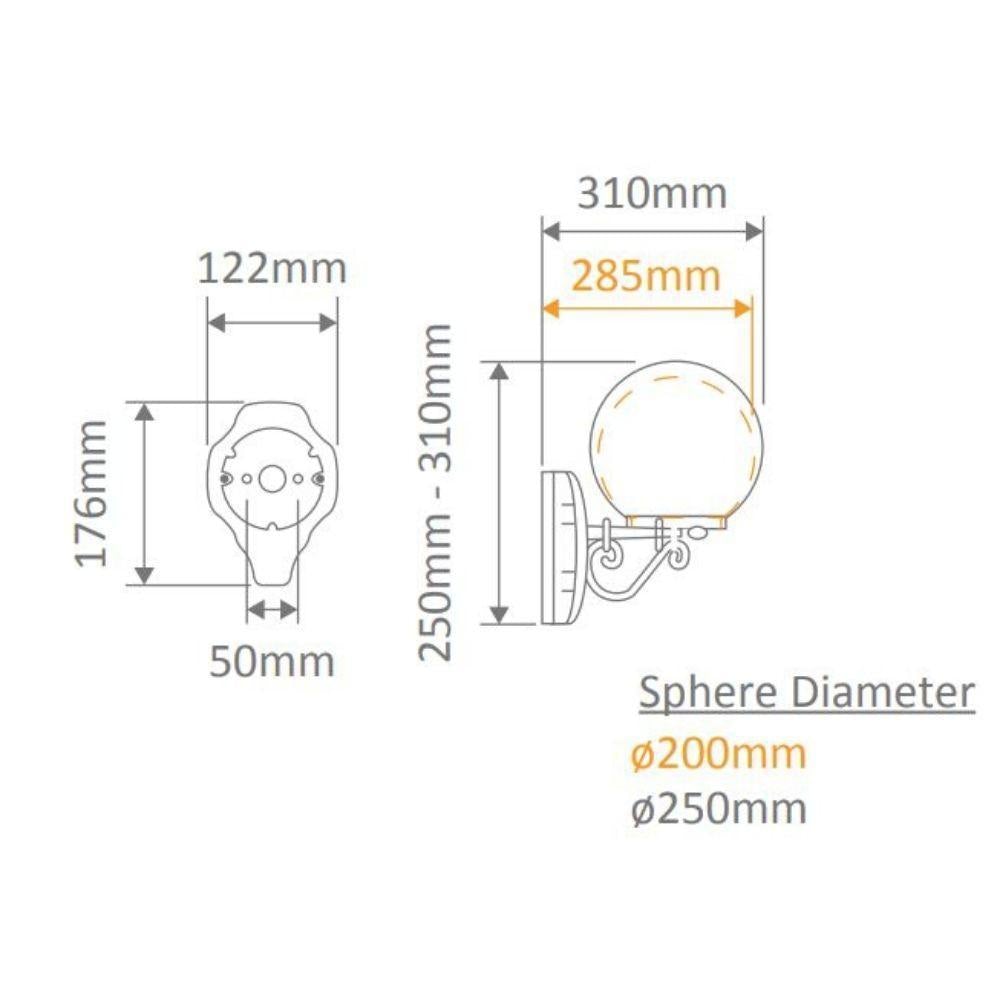Domus GT-544 Siena - 20cm Sphere Wall Light-Domus Lighting-Ozlighting.com.au