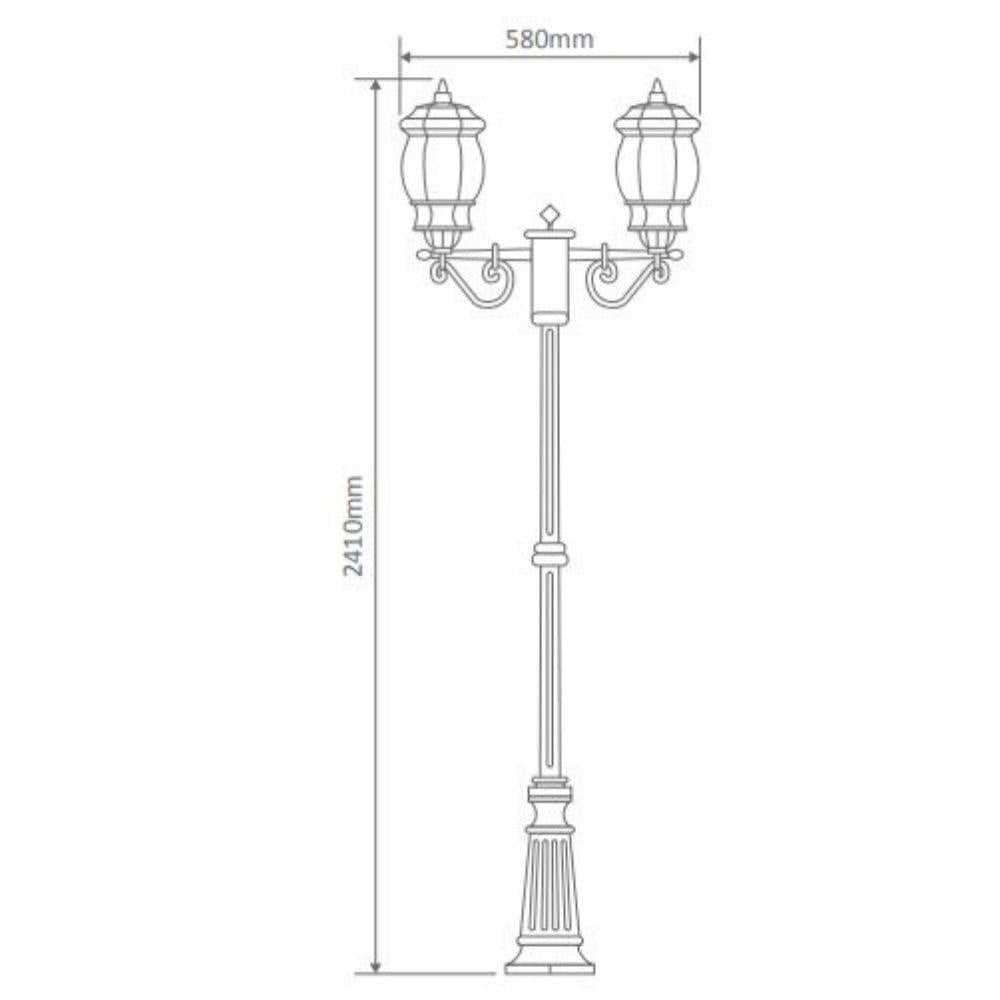 Domus GT-680 Vienna - Twin Head Tall Post Light-Domus Lighting-Ozlighting.com.au