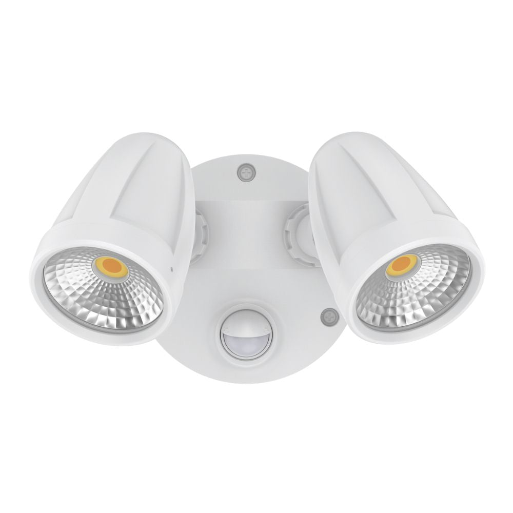 Domus MURO-MAX-32S - 32W LED High Output Tri-Colour Twin Head Exterior Spotlight With Slimline Sensor IP65-Domus Lighting-Ozlighting.com.au