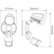 Domus MURO-PRO-15S - 15W LED Tri-Colour Single Head LED Exterior Spotlight With Sensor IP44-Domus Lighting-Ozlighting.com.au