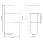 Domus PIPER-2 - Large Round or Square Up/Down Exterior Wall Light IP65-Domus Lighting-Ozlighting.com.au