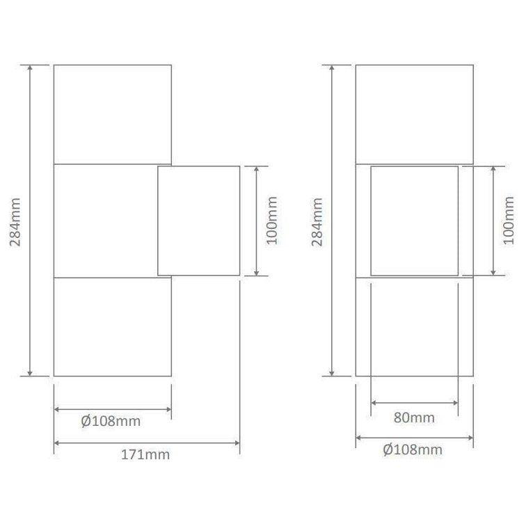 Domus PIPER-2 - Large Round or Square Up/Down Exterior Wall Light IP65-Domus Lighting-Ozlighting.com.au