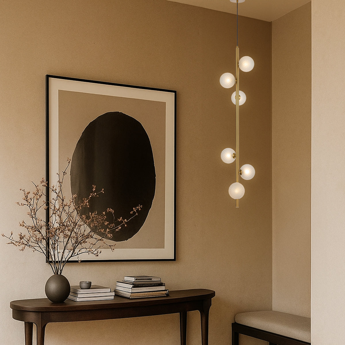 ELSON 6 LIGHT PENDANT ANTIQUE GOLD