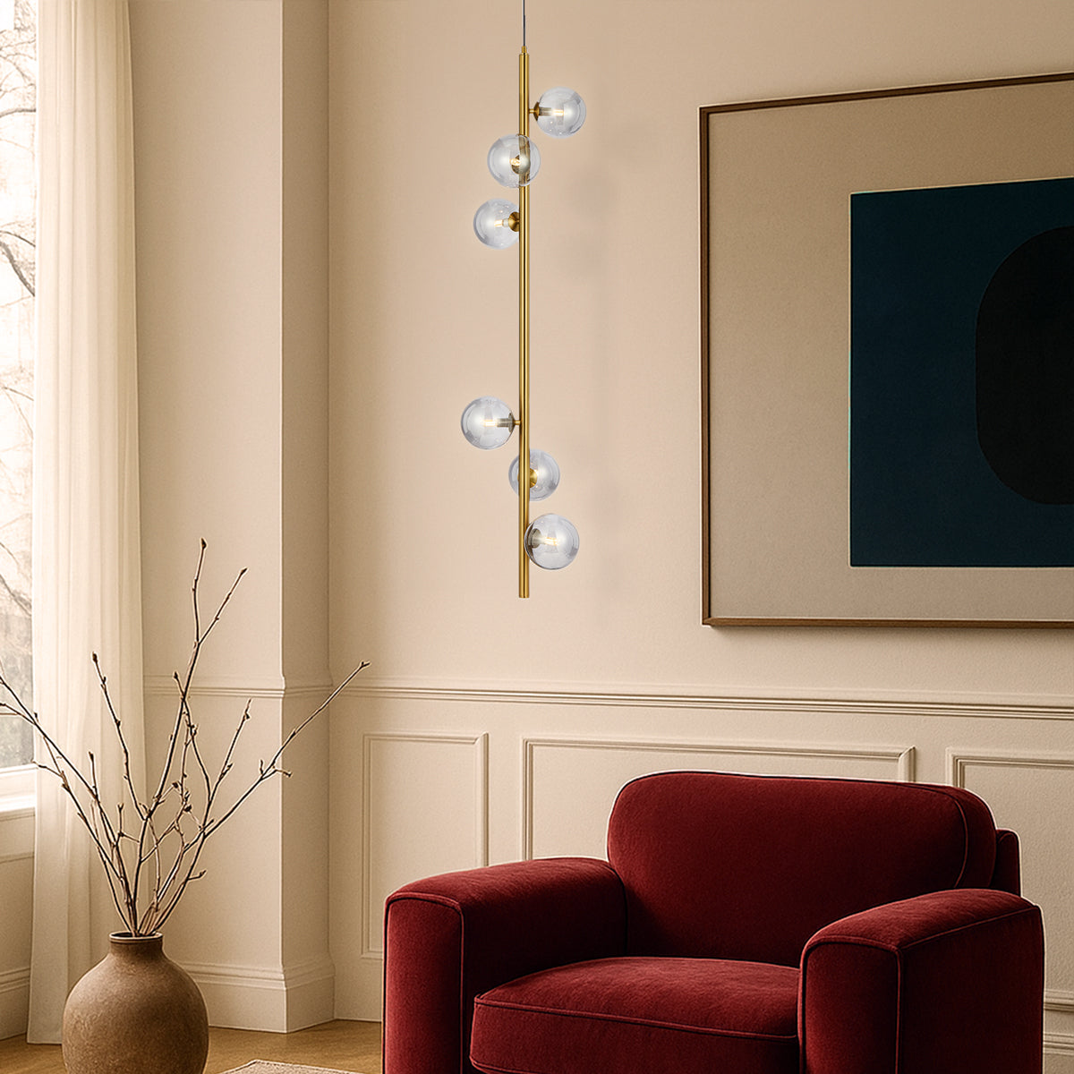 ELSON 6 LIGHT PENDANT ANTIQUE GOLD