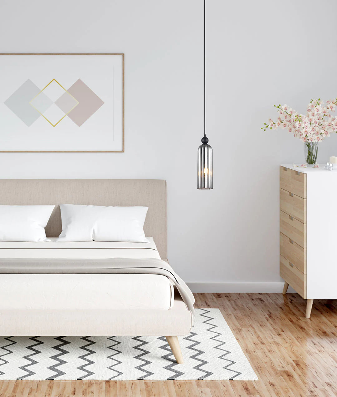 CLA Flauta Interior Round Top Cylinder Ribbed Pendant Lights