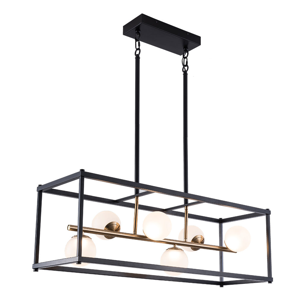 Franco Black and Gold Frame Pendant with Opal Sphere Glasses