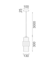 HUECA: Interior Double Cylinder Ribbed with Segment Pendant Lights