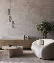 HUECA: Interior Double Cylinder Ribbed with Segment Pendant Lights