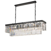 Serene 13 Light Pendant Rectangular 1200mm Antique Black & Crystals