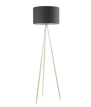 JAMBES: Drum Shade with Antique Brass Tripod Floor Lamps
