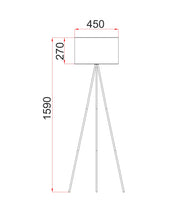 JAMBES: Drum Shade with Antique Brass Tripod Floor Lamps