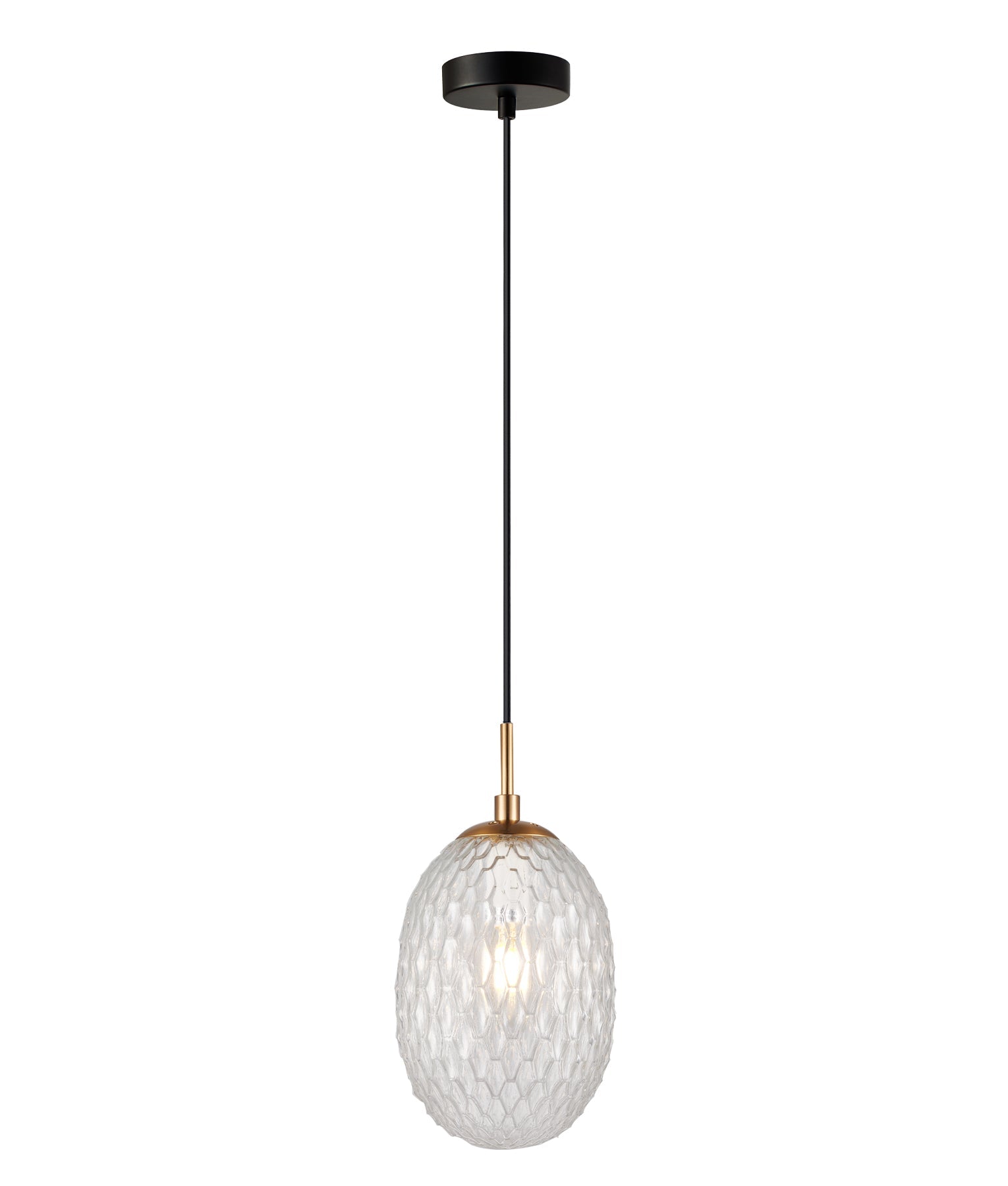 KATHAL: Interior Ellipse Glass Segmented with Brass Highlight Enclosed Pendant Lights