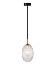 KATHAL: Interior Ellipse Glass Segmented with Brass Highlight Enclosed Pendant Lights