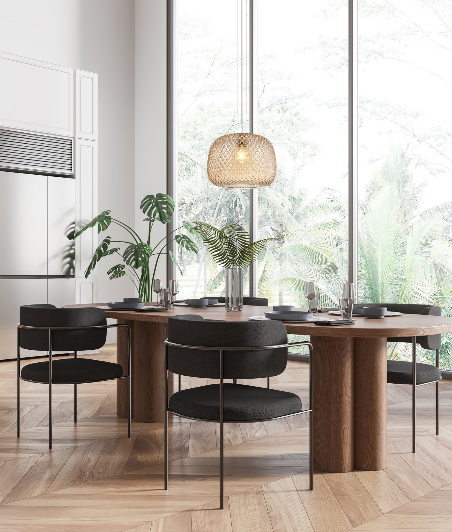 LABU: Interior Dome Glass with Segments Pendant Lights