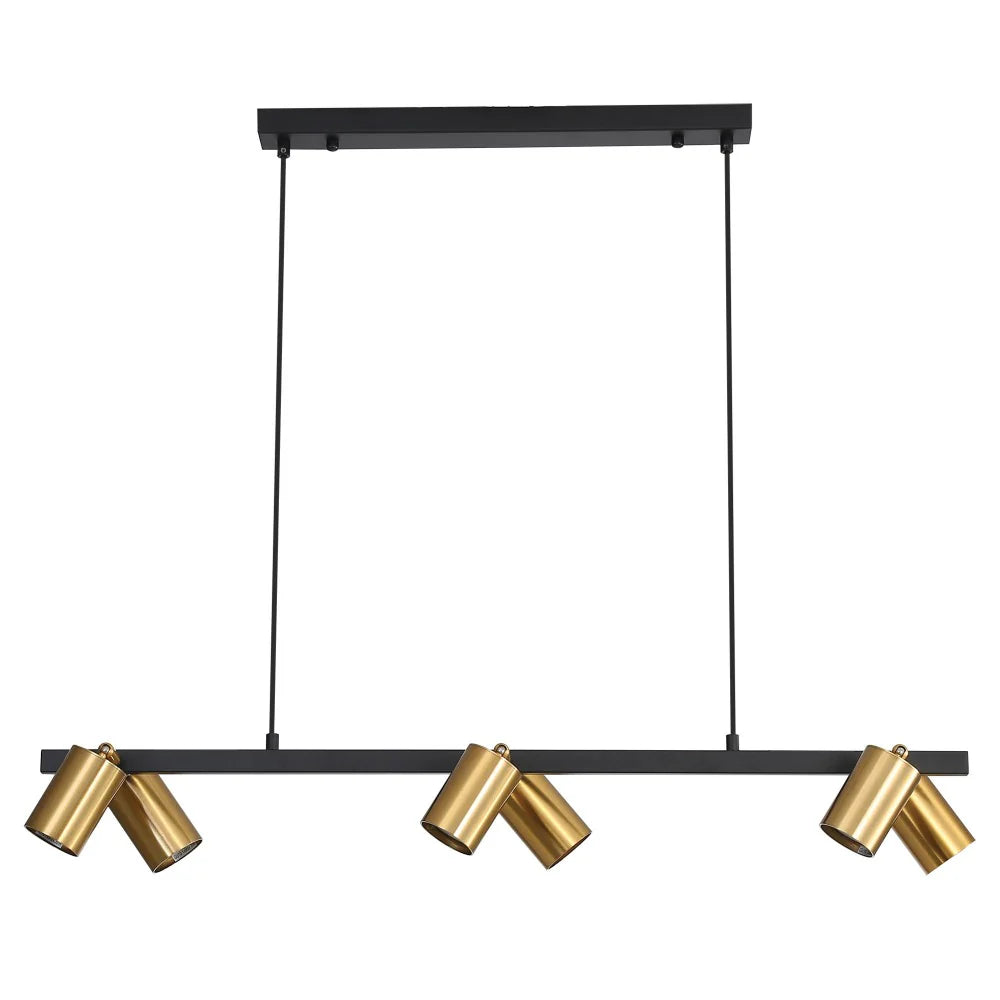 BRIDGE Island Pendant 6 Lights Black / Satin Brass