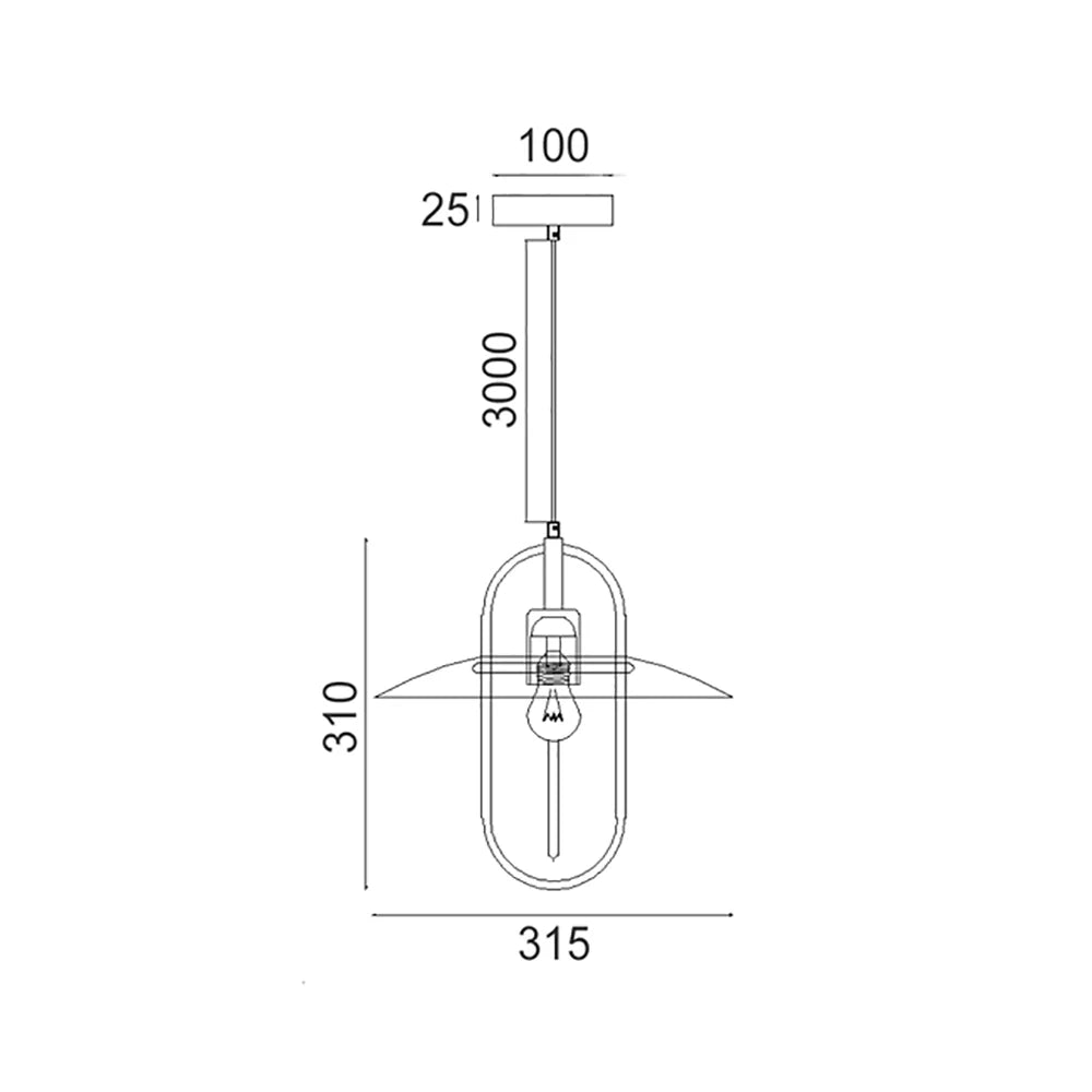 PAPILLON Interior 1 Light Black Pendant With Clear Coolie Glass