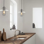 PAPILLON Interior 1 Light Black Pendant With Clear Coolie Glass