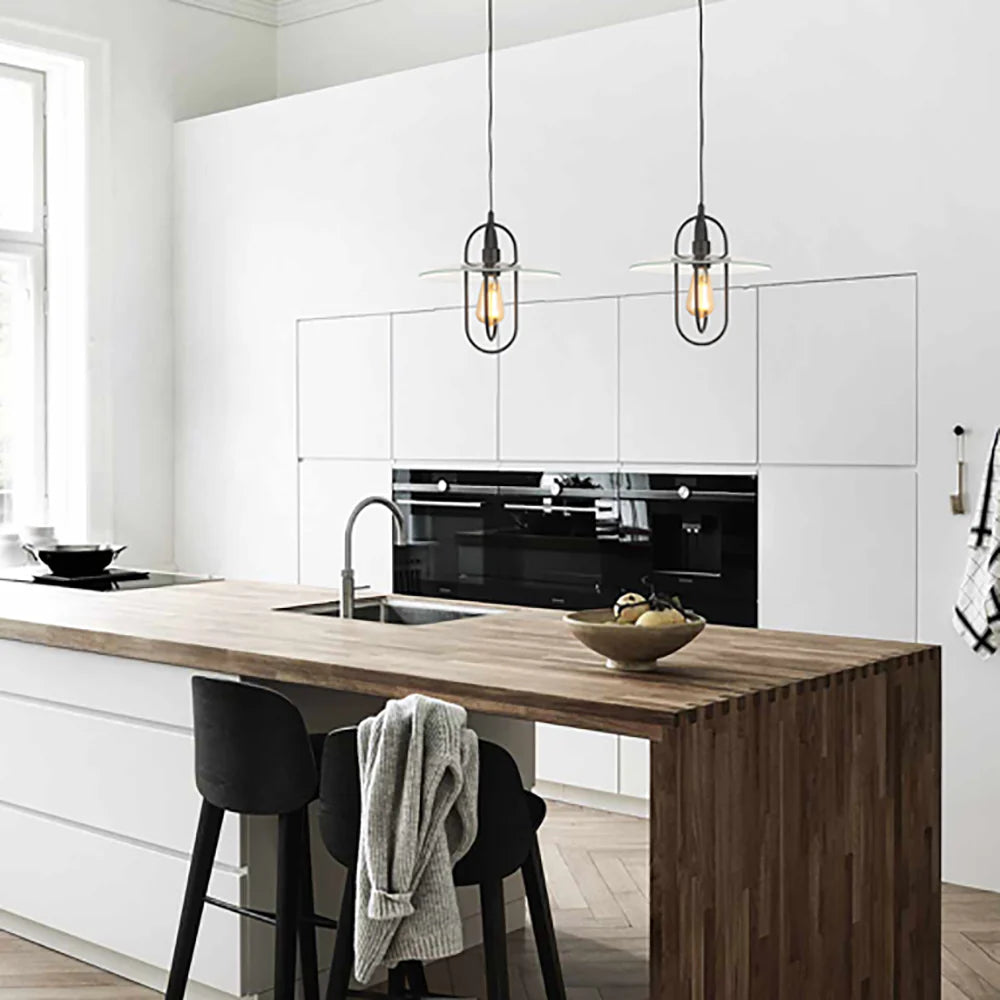 PAPILLON Interior 1 Light Black Pendant With Clear Coolie Glass