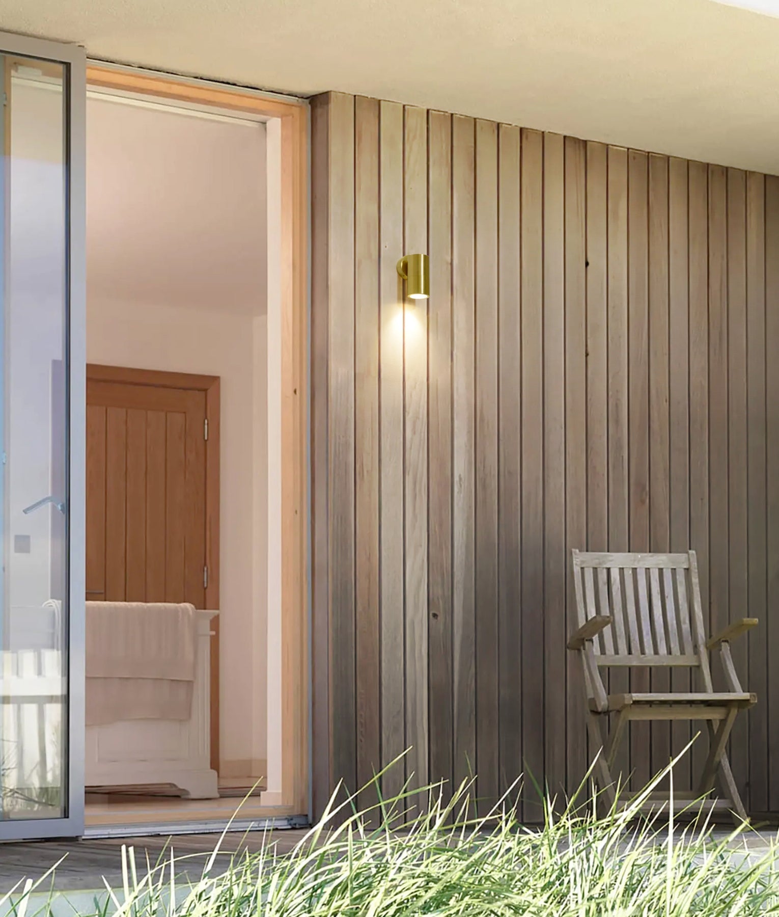 GU10 Exterior Wall Pillar Spot Lights (Solid Polished Brass) IP65