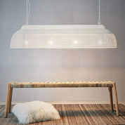 Riva 4 Light Extra Long Perforated Iron Elongated Pendant - Matt White