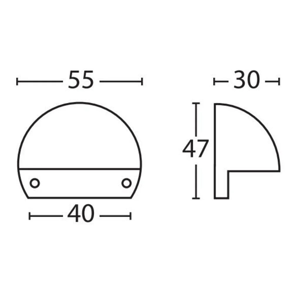 Seaside Lighting REDBILL/ESPERANCE/COTTESLOE - 3W 12V DC LED Exterior Eyelid Surface Mount Step Light IP65 3000K - DRIVER REQUIRED