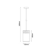 TAMBURA 1 White Cloth Shade With Blonde Wood Trim 1 Light Pendant Small