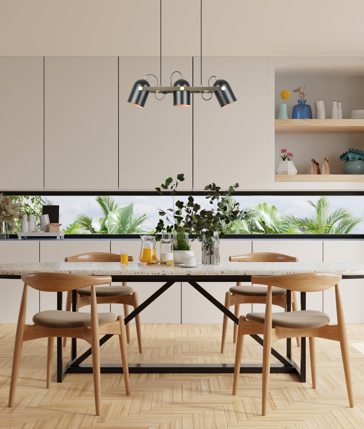 TAZZA: Interior Ellipse Shade with Antique Brass Hardware Pendant Light