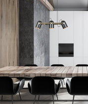 TAZZA: Interior Ellipse Shade with Antique Brass Hardware Pendant Light