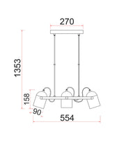 TAZZA: Interior Ellipse Shade with Antique Brass Hardware Pendant Light