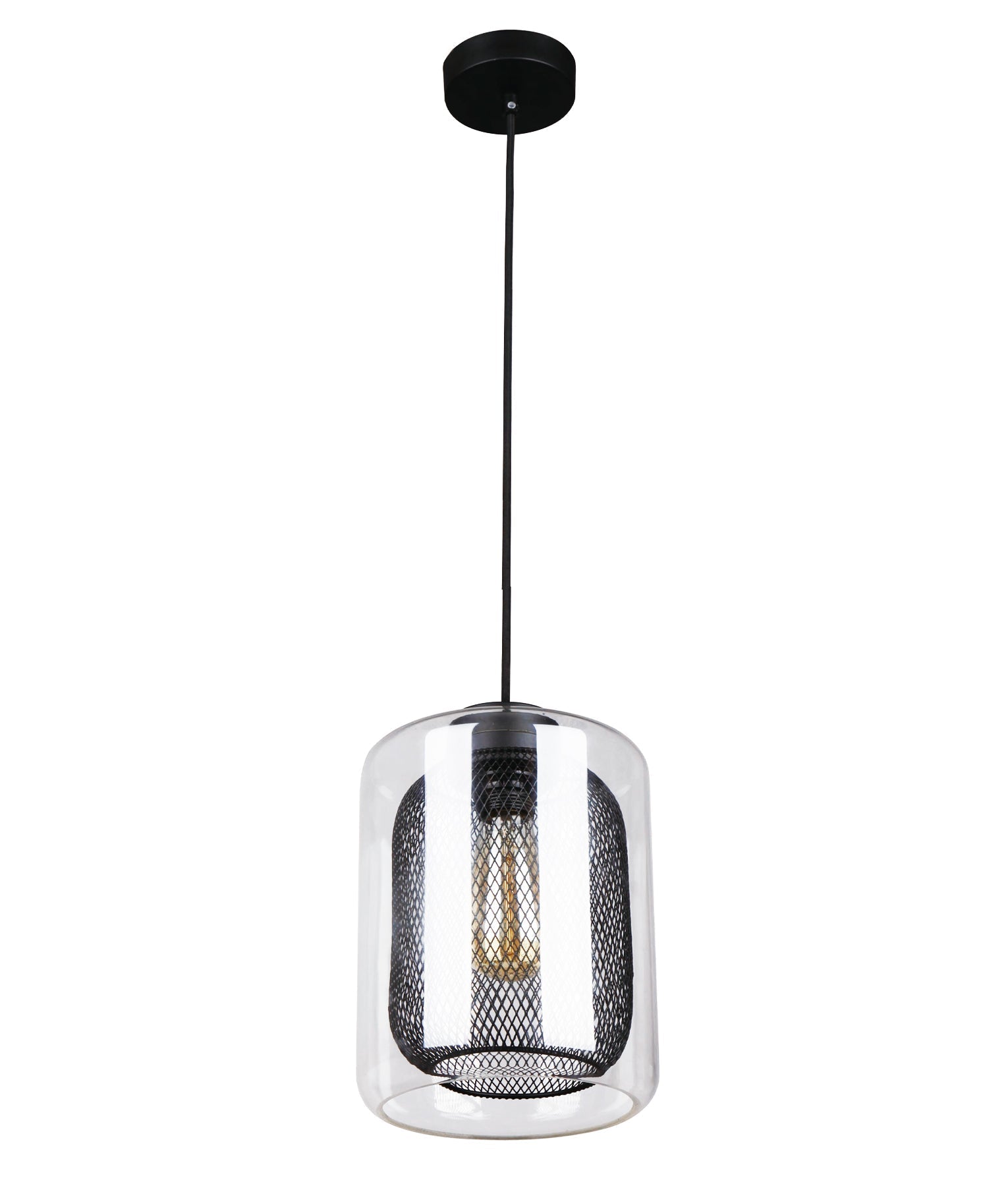 TONO: Mesh Internal & Clear Glass Oblong Pendant Lights