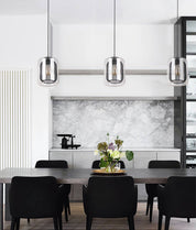 TONO: Mesh Internal & Clear Glass Oblong Pendant Lights