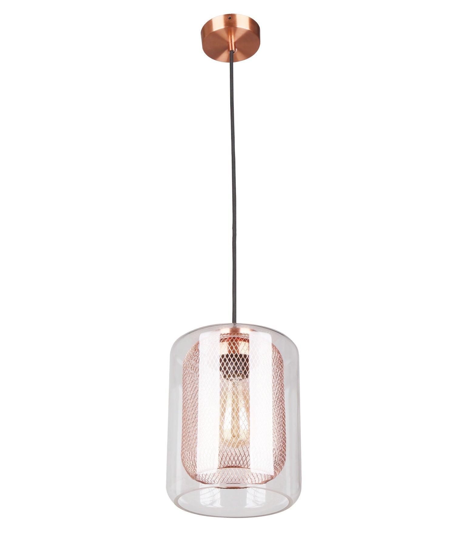TONO: Mesh Internal & Clear Glass Oblong Pendant Lights
