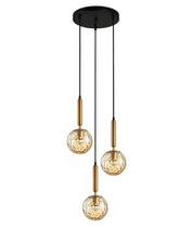 TRATTINO: Interior Bronze Amber / Smokey Black Spherical Glass Multiple Round Base Pendant Lights
