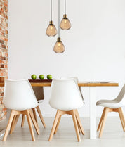 TULIP: Interior Bronze Amber / Smokey Black Wine Glass Ribbed Multiple Round Base Pendant Lights