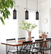 VENETO: Industrial Aged Decorative Single Black Mesh Pendant Light